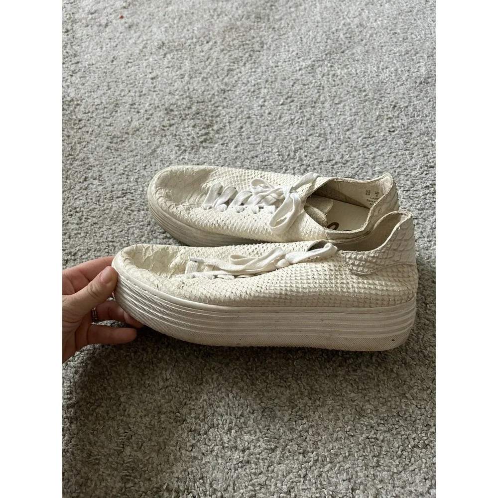 Pippy Snakeskin-Embossed Leather Platform Sneakers Sam Edelman Sz‎ 8